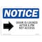 Signmission OSHA Notice Sign, 10" H, Rigid Plastic, Door Is Locked After 6 Pm Key Sign With Symbol, Landscape OS-NS-P-1014-L-11486 - alternate 1